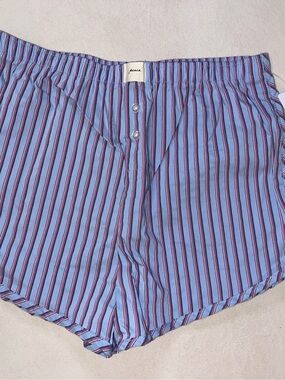 Eyeshadow Blue Striped Kids Pajama Bottoms with Pink and Navy Stripes